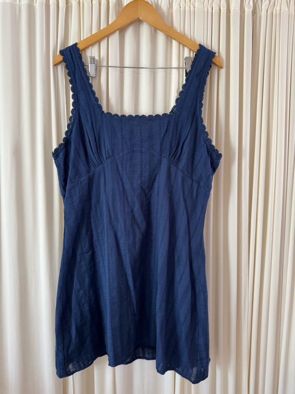 Princess Polly Dasha Mini Dress Navy Scallop Trim Mini Dress Size 12 Spring - Picture 3 of 6